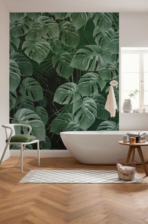 Vlies Fototapete - Monstera on Marble - Größe 200 x 250 cm