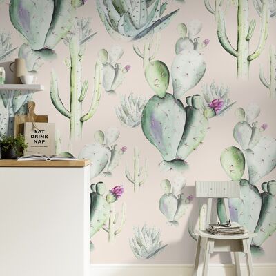 Papel pintado fotográfico no tejido - Cactus Rose - tamaño 200 x 250 cm