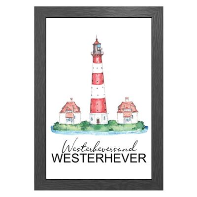 A3 poster westerheversand lighthouse in frame - joyin