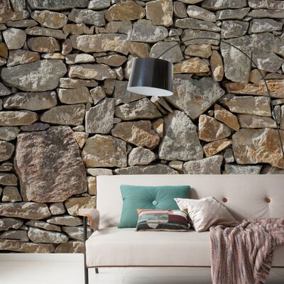 Non-woven photo wallpaper - Stone Wall - size 300 x 250 cm