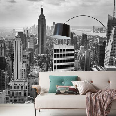 Non-Woven Photo Wallpaper - NYC Black and White - Size 300 x 250 cm