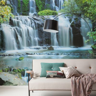 Papel pintado fotográfico no tejido - Pura Kaunui Falls - Tamaño 300 x 250 cm