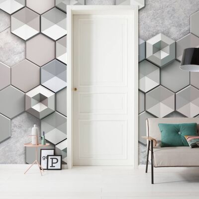 Non-Woven Photo Wallpaper - Hexagon Concrete - Size 400 x 250 cm