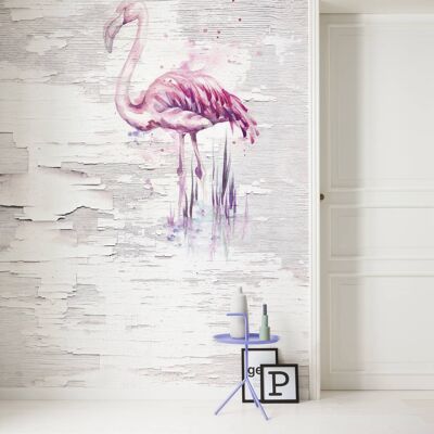 Papel pintado fotográfico no tejido - Pink Flamingo - tamaño 200 x 250 cm