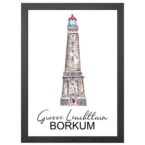 A2 poster borkum lighthouse in frame - joyin