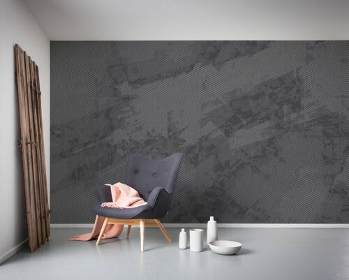 Vlies Fototapete - Maya Tweed b/w - Größe 400 x 250 cm