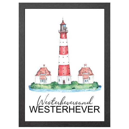 A2 poster westerheversand lighthouse in frame - joyin
