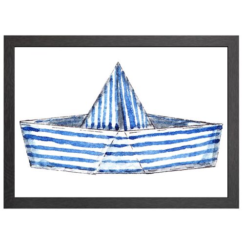 A2 poster striped boat in frame - joyin