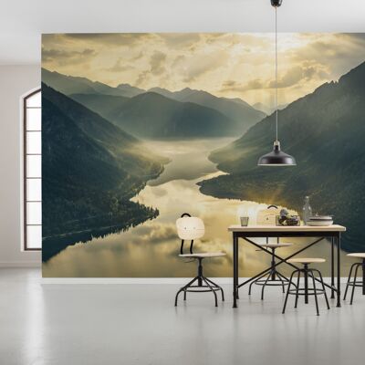 Papel pintado fotográfico no tejido - Montañas Doradas - tamaño 400 x 250 cm