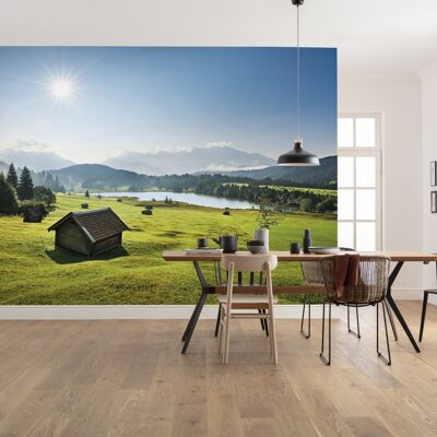 Papel pintado fotográfico no tejido - pradera de montaña frente a Karwendel - tamaño 450 x 280 cm
