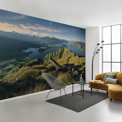 Papel pintado fotográfico no tejido - Crestas verdes - Tamaño 450 x 280 cm