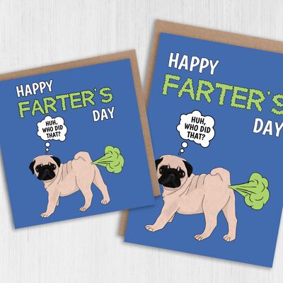 Tarjeta del Día del Padre Pug: Feliz Día del Farter