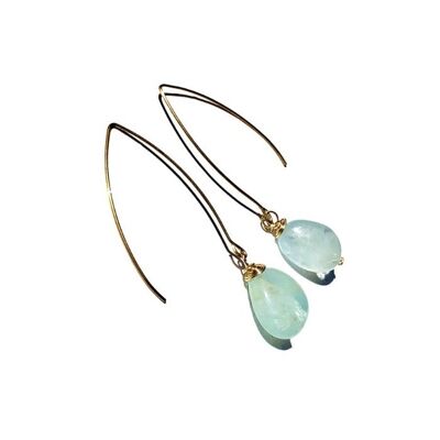 Aquamarine Wishbone Earrings - Silver