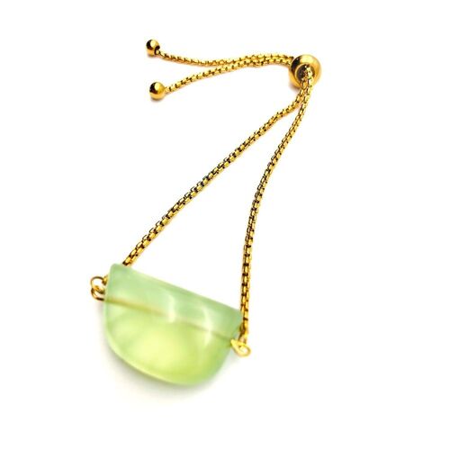 Prehnite Slider Bracelet - Silver