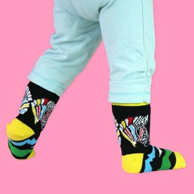 Unisex-Babysocken. Punk-Zebra