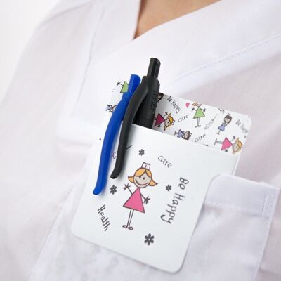Care.  Pocket saver and robe protector.  Pen case.  Pen holder.  Pocket protector.  Nursing.