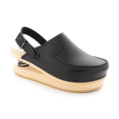 127-A Black Wooden clog with spring