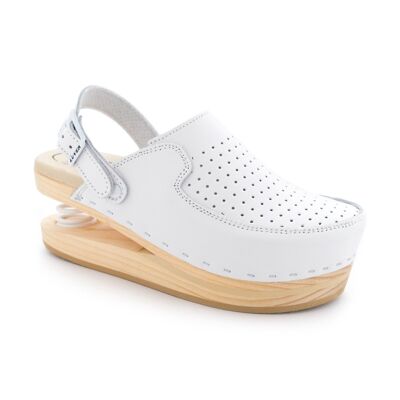 Wooden clog with spring 120-A White