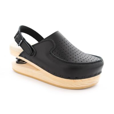 Wooden clog with spring 120-A Black