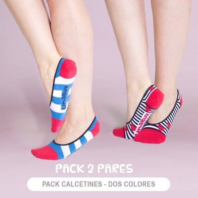 Pack 2 pares calcetines invisibles. Pinkies. Stripes ahoi