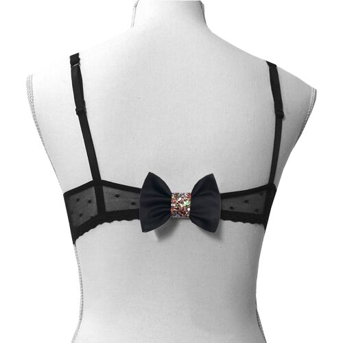 Noeud cache-agrafes de soutien-gorge festif NOIR GLITTER MULTICOLORE