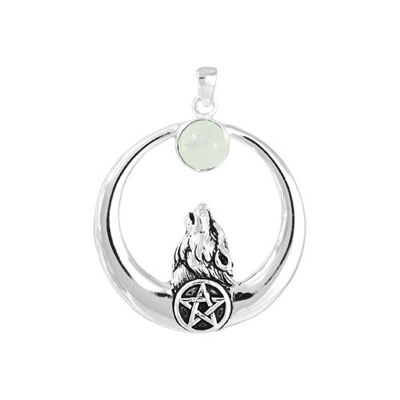 Heavy Weight Howling Wolf Pentagram Pendant