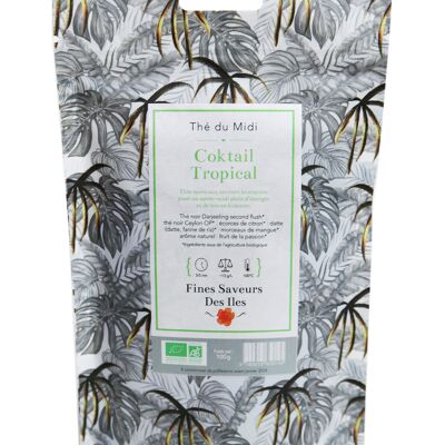 FINES SAVEURS DES ÎLES - Thé exotique du midi Cocktail Tropical BIO - Thé noir aux mélanges de fruits exotiques - sachet 100g