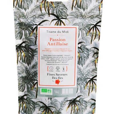FINE FLAVORS OF THE ISLANDS - Organic exotic midday herbal tea - Caribbean Passion - Grape, banana, coconut, cinnamon - 100g sachet