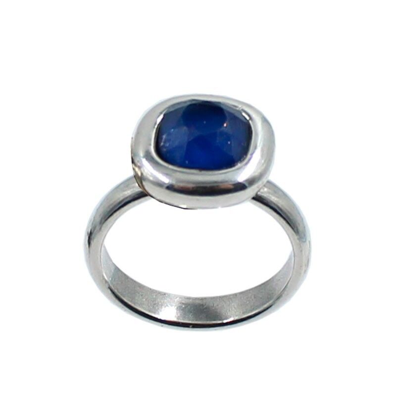 ANELLO QUADRATO SOLITARIO BLU MARINO