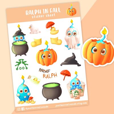 Halloween Planner Stickers, Fall, Vinyl Sticker Sheet, Autum