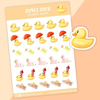 Duck Stickers, Self Care Stickers, Vinyl Sticker Sheet, Planner Stickers