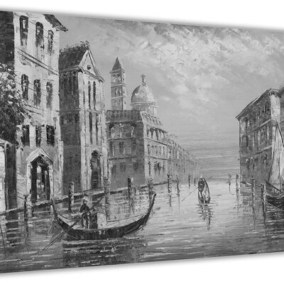 Italy Venice Grand Canal black and white on canvas art pictures - 18mm - A4 - 12" X 8" (30cm X 20cm)