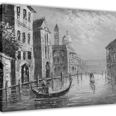 Italy Venice Grand Canal black and white on canvas art pictures - 38mm - A3 - 16" X 12" (40cm X 30cm)