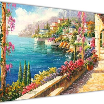 Mediterranean Balcony on Framed Canvas Art Print - 18mm - A2 - 24" X 16" (60cm X 40cm)