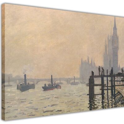 The Thames below Westminster By Claude Monet Print on Canvas - 38mm - A4 - 12" X 8" (30cm X 20cm)