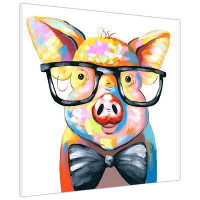 Bow Tie Piggy Canvas Print Wall Art - 18mm - 34" X 34" (86CM X 86CM)