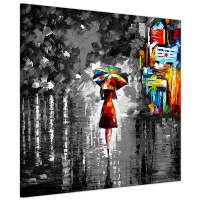 Black and White Rain Princess By Leonid Afremov On Canvas Print - 18mm - 20" X 20" (50CM X 50CM)