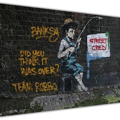 Banksy Street Cred On Framed Canvas Print - 18mm - A3 - 16" X 12" (40cm X 30cm)
