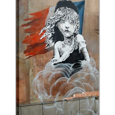 Banksy Does Les Miserables Poster On Framed Canvas Print - 18mm - 30" X 20" (76cm X 50cm)