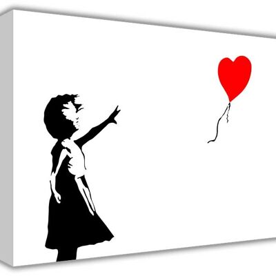 Famous Balloon Girl by Banksy On Framed Canvas Print - 18mm - A3 - 16" X 12" (40cm X 30cm)