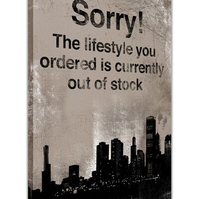 Portrait Sorry Quote by Banksy On Framed Canvas Print - 18mm - A2 - 24" X 16" (60cm X 40cm)