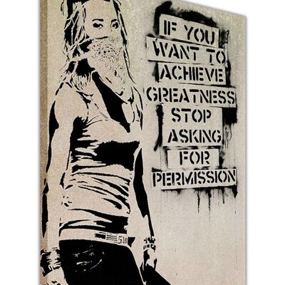 Banksy Greatness Quote On Framed Canvas Print - 18mm - A1 - 34" X 24" (86cm X 60cm)
