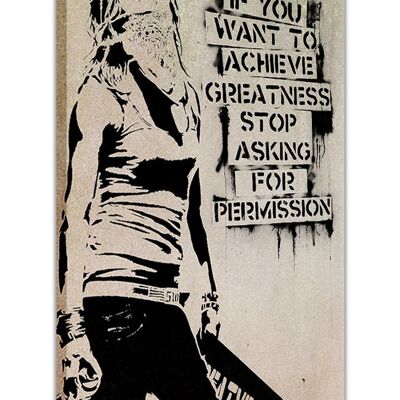Banksy Greatness Quote On Framed Canvas Print - 38mm - A4 - 12" X 8" (30cm X 20cm)