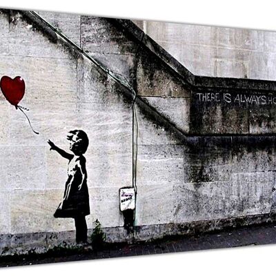 Iconic Always Hope Balloon Girl By Banksy On Framed Canvas Print - 18mm - A4 - 12" X 8" (30cm X 20cm)
