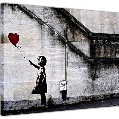 Iconic Always Hope Balloon Girl By Banksy On Framed Canvas Print - 38mm - A2 - 24" X 16" (60cm X 40cm)
