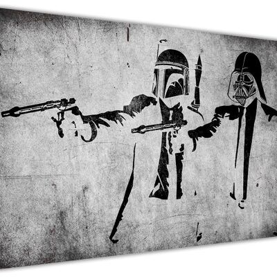 Banksy Star Wars Pulp Fiction Take On Framed Canvas Print - 18mm - A4 - 12" X 8" (30cm X 20cm)