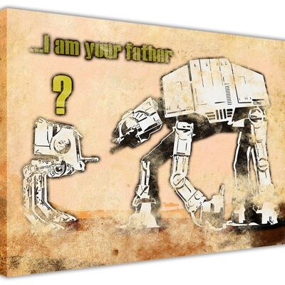 Banksy Mural I am Your Father At-At Star Wars On Framed Canvas Print - 18mm - 30" X 20" (76cm X 50cm)