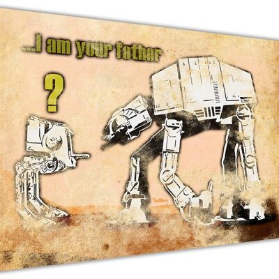 Banksy Mural I am Your Father At-At Star Wars On Framed Canvas Print - 38mm - A4 - 12" X 8" (30cm X 20cm)