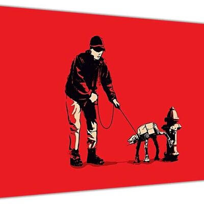 Banksy Walking Star Wars At At Dog On Framed Canvas Print - 18mm - A4 - 12" X 8" (30cm X 20cm)