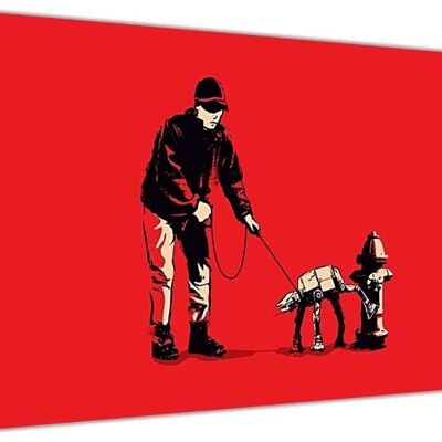 Banksy Walking Star Wars At At Dog On Framed Canvas Print - 18mm - A3 - 16" X 12" (40cm X 30cm)